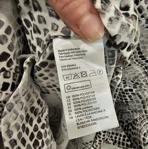 H&M White Black Gray Patterned Sleeveless Shirt Dress Size 2 - Picture 15 of 16